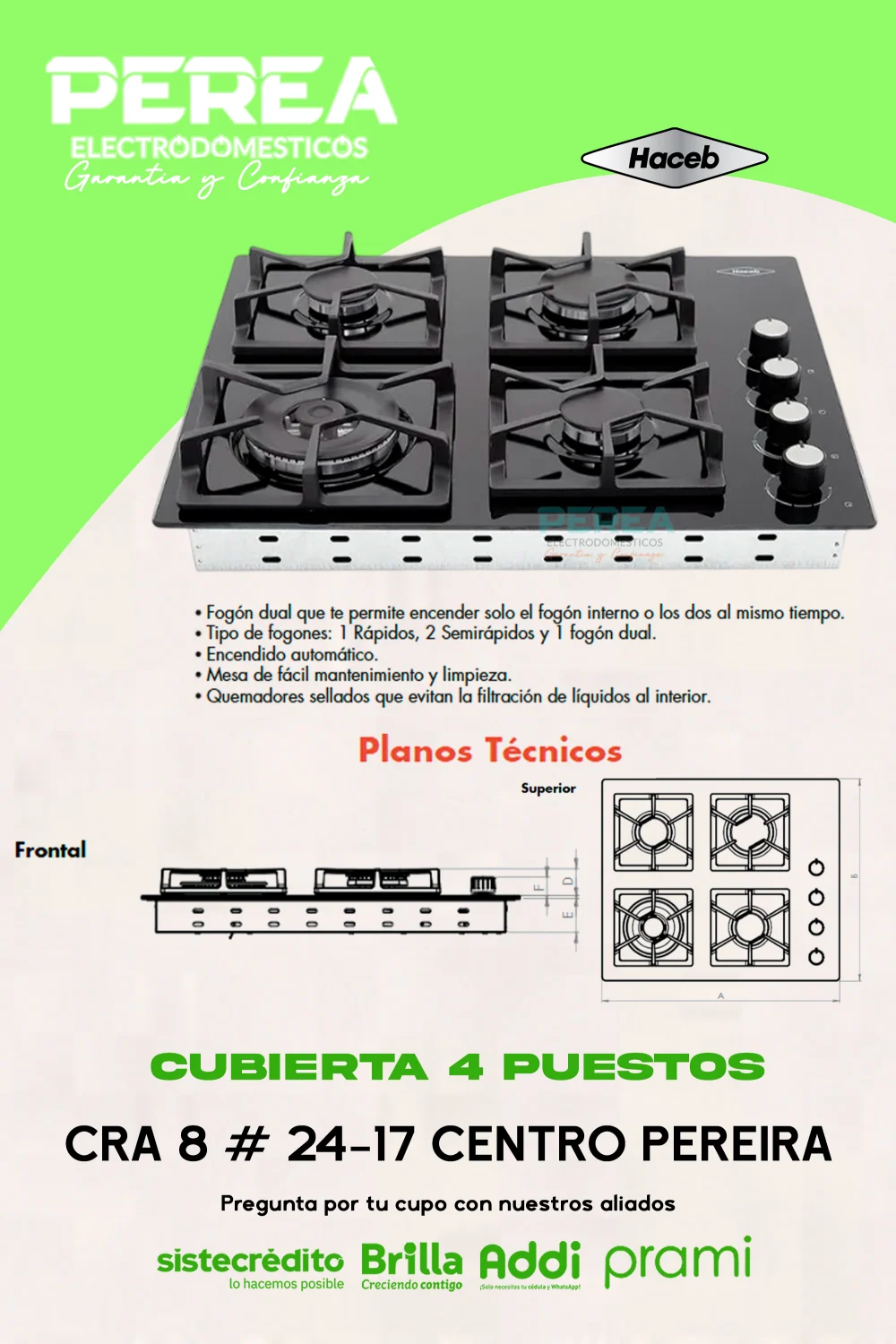 Cubierta Haceb 4 Puestos